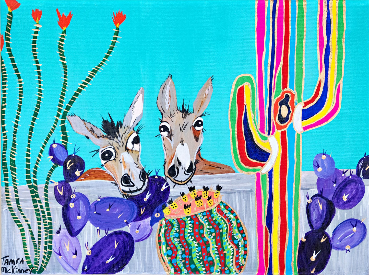 Donkeys in Cacti 8 x 10 photo archival quality print